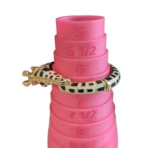 Gold-Tone Giraffe Design Hinged Bracelet size 6.5 with Black & White Enamel Deta